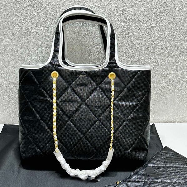 womens designer black braid tote shopping beach bags large capacity outdoor sacoche purse gold metal hardware matelasse chain crossbody shou
womens designer black braid tote shopping beach bags large capacity outdoor sacoche purse gold metal hardware matelasse chain crossbody shou