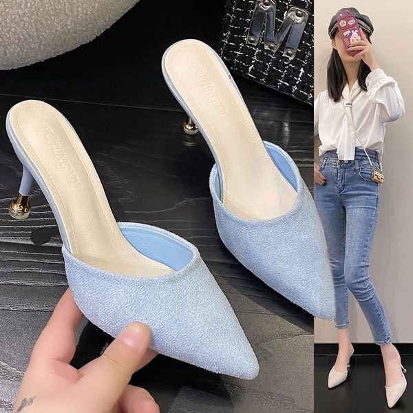 beige 35-43 plus size womens shoes korean version of baotou slippers female lazy heel fashion elegant pointed stiletto heels., Black
beige 35-43 plus size womens shoes korean version of baotou slippers female lazy heel fashion elegant pointed stiletto heels., Black