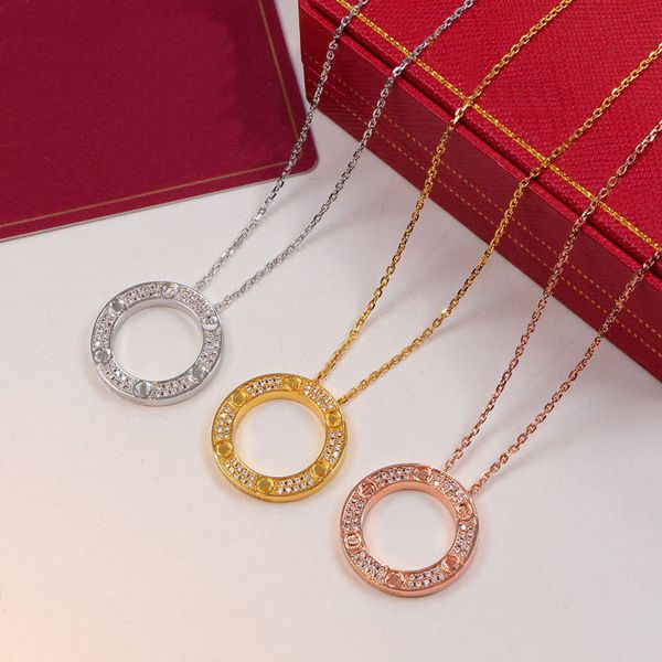 luxury brand necklaces full diamond pancake pendant gold plated love ring necklace women designer jewelry, Silver
luxury brand necklaces full diamond pancake pendant gold plated love ring necklace women designer jewelry, Silver