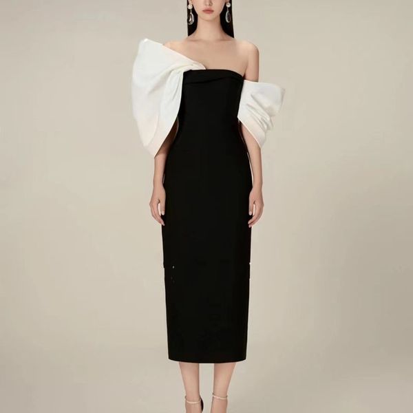 strapless tea-length satin evening formal dress 2023 off the shoulder contrast color bow sheath prom party gowns robe de soiree vestidos de, Black;red
strapless tea-length satin evening formal dress 2023 off the shoulder contrast color bow sheath prom party gowns robe de soiree vestidos de, Black;red