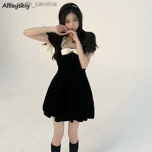 short sleeve dress women simple all-match sweet bow mini young street wear summer clothing college patchwork korean style ins l230522, Black;gray
short sleeve dress women simple all-match sweet bow mini young street wear summer clothing college patchwork korean style ins l230522, Black;gray
