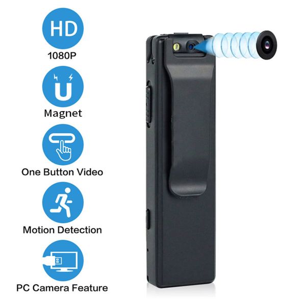 Image of Mini Digital Voice Recorder Camera HD Flashlight Micro Cam Magnetic Motion Detection Loop Recording Black