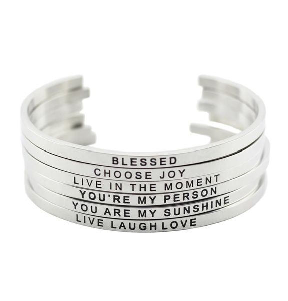 new arrival 316l stainless steel engraved positive inspirational quote cuff mantra bracelet bangle for women men2115150, Black
new arrival 316l stainless steel engraved positive inspirational quote cuff mantra bracelet bangle for women men2115150, Black