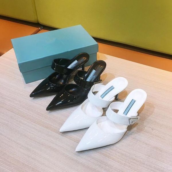 designer shoes women pointed sandals leather stiletto heel sandals female high heel slippers triangle metal logo ladies slippers sandals ban, Black
designer shoes women pointed sandals leather stiletto heel sandals female high heel slippers triangle metal logo ladies slippers sandals ban, Black