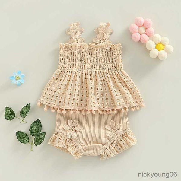clothing sets baby girls summer flower strap sleeveless hollow out tassel ruffles and ribbed knitted shorts casual outfits, White
clothing sets baby girls summer flower strap sleeveless hollow out tassel ruffles and ribbed knitted shorts casual outfits, White