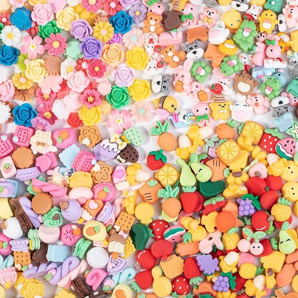 Cartoon Resin Accessories Animal Fruit Dessert Flowers Multi-style Optional Cream Glue Diy Mobile Phone Case Patch Material