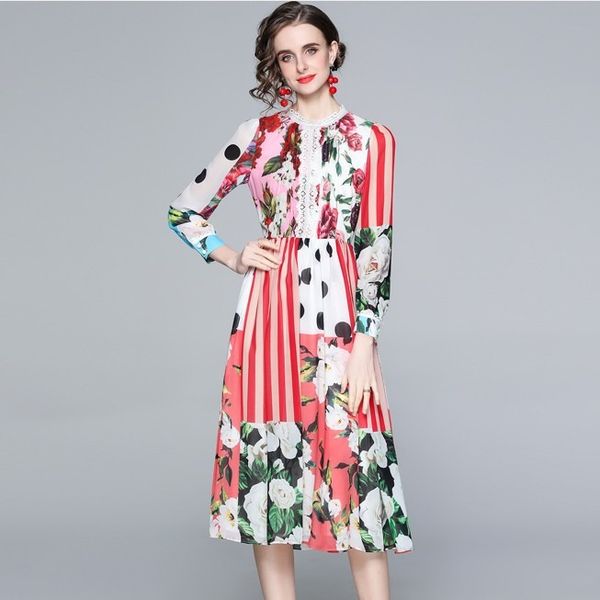 2023 summer european station women's lace stitching chiffon print dress | long sleeve, a-line, mid-calf length | casual patchwork style, Black;gray
2023 summer european station women's lace stitching chiffon print dress | long sleeve, a-line, mid-calf length | casual patchwork style, Black;gray
