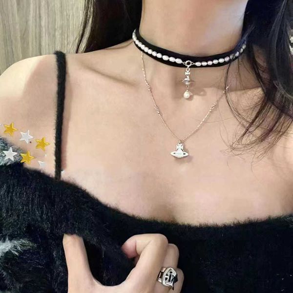ouyang nana's matching vivienne empress dowager of the west saturn velvet pearl droplet necklace versatile choker neckchain, Silver
ouyang nana's matching vivienne empress dowager of the west saturn velvet pearl droplet necklace versatile choker neckchain, Silver