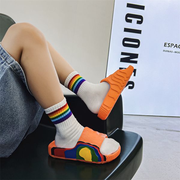 summer kid slippers sandals boy girls eva platform soft bottom mother kids trend rainbow slides beach shoes for men women, Black
summer kid slippers sandals boy girls eva platform soft bottom mother kids trend rainbow slides beach shoes for men women, Black