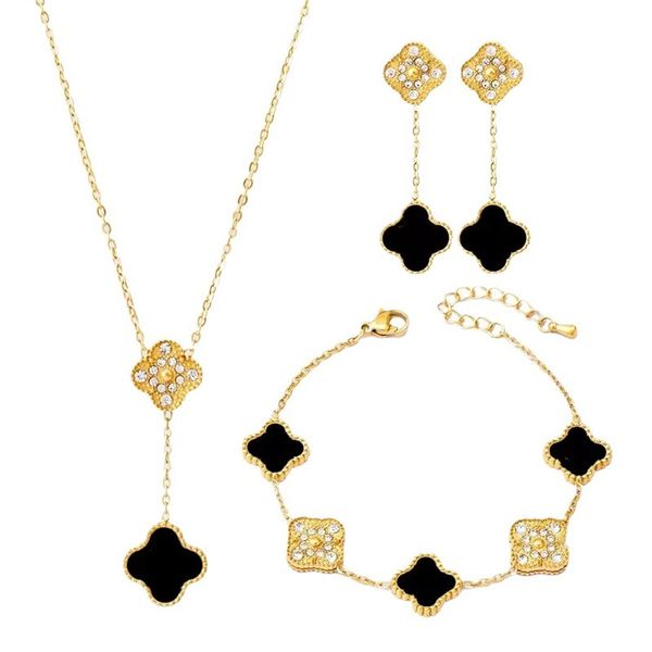3 in 1 lucky clover sets necklace pendant earrings bracelet 18k gold plated charm simple cute jewelry for mother's day thanksgiving day, Silver
3 in 1 lucky clover sets necklace pendant earrings bracelet 18k gold plated charm simple cute jewelry for mother's day thanksgiving day, Silver