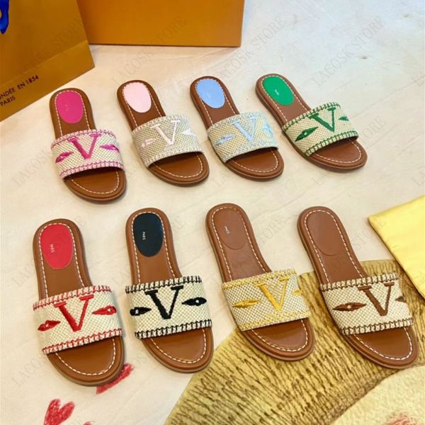 embroid straw women slippers fashion designer beach letter flower woven shoe summer sandal loafers 8 colors with box, Black
embroid straw women slippers fashion designer beach letter flower woven shoe summer sandal loafers 8 colors with box, Black