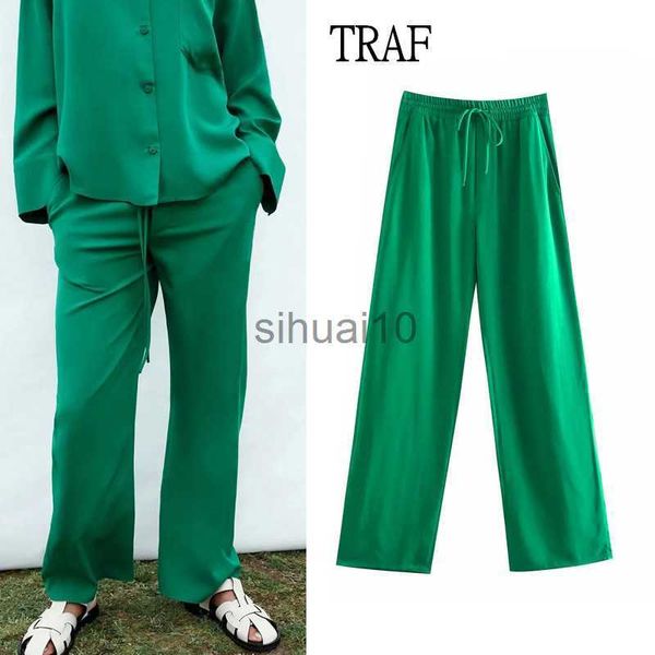 women's pants capris traf woman pants 2022 summer green women clothing trousers female elastic high waist wide leg chic pocket y2k loos, Black;white
women's pants capris traf woman pants 2022 summer green women clothing trousers female elastic high waist wide leg chic pocket y2k loos, Black;white