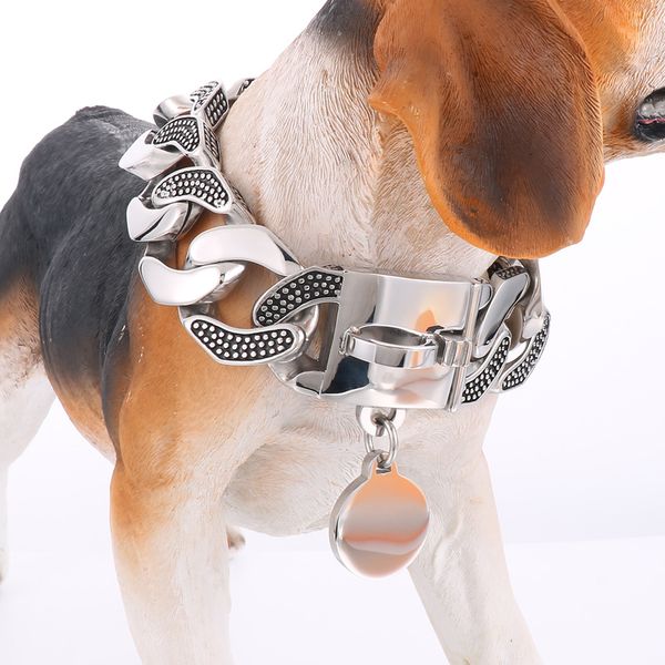 strong cuban chain stainless steel collar medium big pet dog collar necklace pendant large dog chains tag can be engraved luxury safety buck, Silver
strong cuban chain stainless steel collar medium big pet dog collar necklace pendant large dog chains tag can be engraved luxury safety buck, Silver
