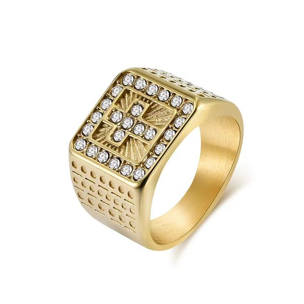 titanium steel plated 18k gold cross full diamond ring hip hop personality ring, Golden;silver
titanium steel plated 18k gold cross full diamond ring hip hop personality ring, Golden;silver
