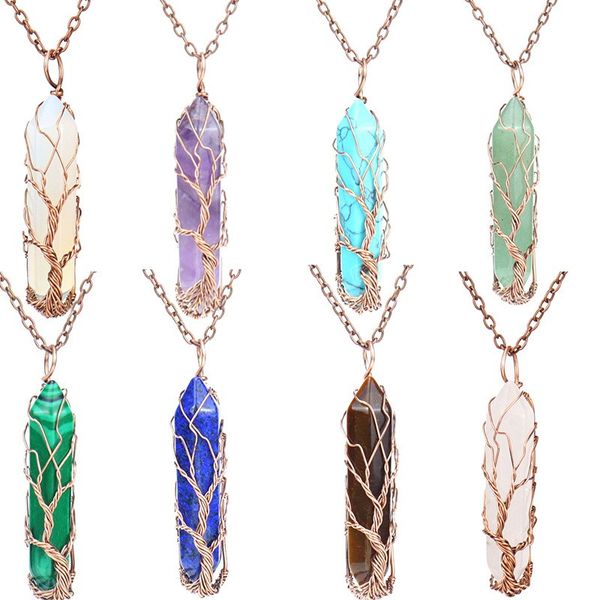 handmade woven tree of life metal wire wrapped irregular crystal pendant necklace for women amethyst necklace gifts, Silver
handmade woven tree of life metal wire wrapped irregular crystal pendant necklace for women amethyst necklace gifts, Silver