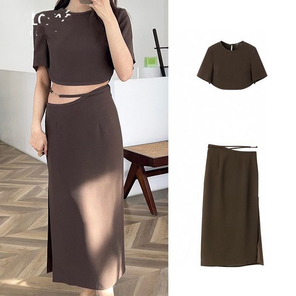 women two pieces dress short shirt and midi split skirts hollow bodycon coffee dresses casual summer clothes, White;black
women two pieces dress short shirt and midi split skirts hollow bodycon coffee dresses casual summer clothes, White;black