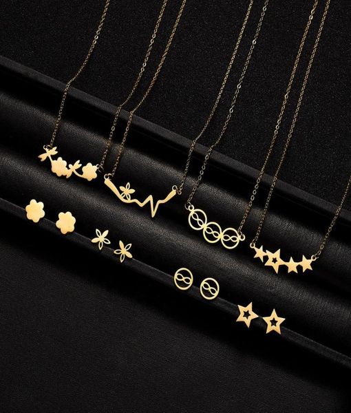charm gold plated stainless steel star heart cat pendant necklace earrings jewelry set for women8605484, Silver
charm gold plated stainless steel star heart cat pendant necklace earrings jewelry set for women8605484, Silver