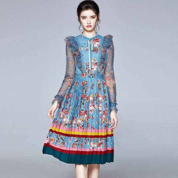 2023 spring european women's basic & casual blue pleated dress, long sleeve, lace mesh stitching, a-line, flare/bell sleeve, mid-calf l, Black;gray
2023 spring european women's basic & casual blue pleated dress, long sleeve, lace mesh stitching, a-line, flare/bell sleeve, mid-calf l, Black;gray