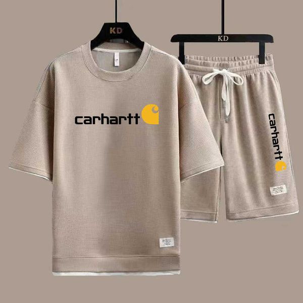6q1e men's and women's sportswear summer new fashion brand carhart waffle loose round neck 5/4 shorts two-piece leisure sports sui, Gray
6q1e men's and women's sportswear summer new fashion brand carhart waffle loose round neck 5/4 shorts two-piece leisure sports sui, Gray