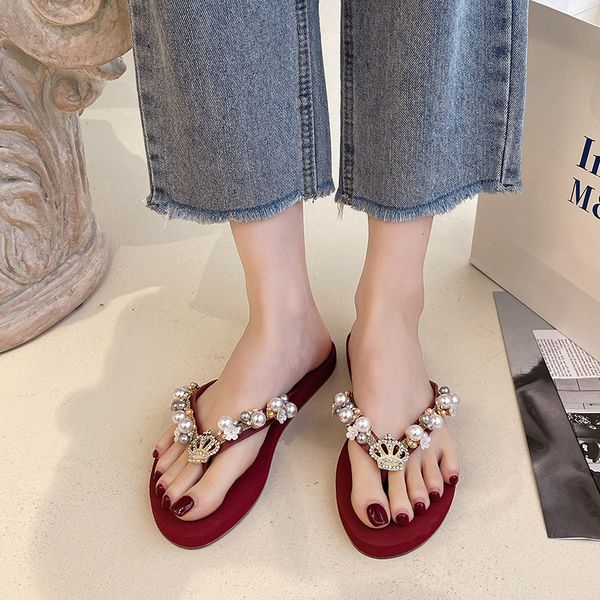 plus size womens shoes 2023 new design pearl crown rhinestone flip-flops women wear fashion flat beach fashion summer slippers., Black
plus size womens shoes 2023 new design pearl crown rhinestone flip-flops women wear fashion flat beach fashion summer slippers., Black