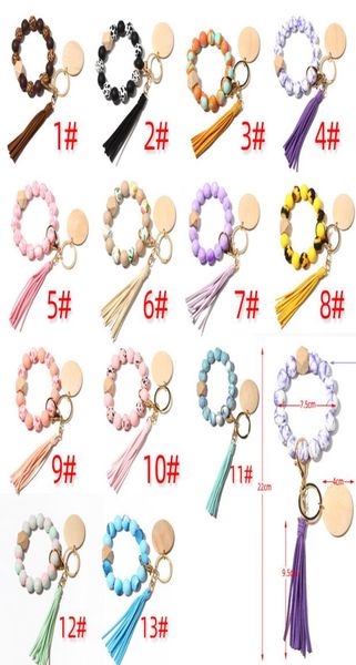 printed silicone beads keychain for keys wood bead bracelet keyring with tassel women men fashion wooden chips keyring whole2205221, Silver
printed silicone beads keychain for keys wood bead bracelet keyring with tassel women men fashion wooden chips keyring whole2205221, Silver