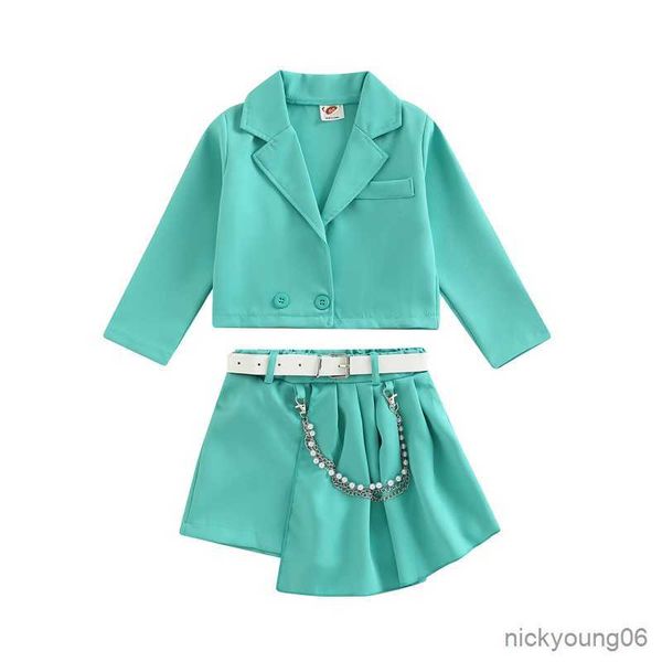 clothing sets children girl set outfit solid color long sleeve button jacket and irregular pleated shorts with belt chain, White
clothing sets children girl set outfit solid color long sleeve button jacket and irregular pleated shorts with belt chain, White