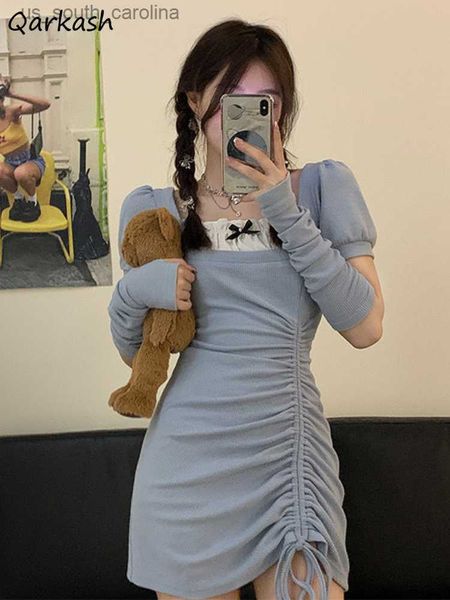 short sleeve dresses women mini shirring tender lovely elegant college young design ulzzang summer vestidos female girlish l230522, Black;gray
short sleeve dresses women mini shirring tender lovely elegant college young design ulzzang summer vestidos female girlish l230522, Black;gray