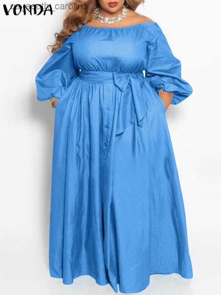 plus size 5xl vonda summer maxi sundress women long dress button casual solid elegant off shoulder bohemian party vestido belted l230522, Black;gray
plus size 5xl vonda summer maxi sundress women long dress button casual solid elegant off shoulder bohemian party vestido belted l230522, Black;gray