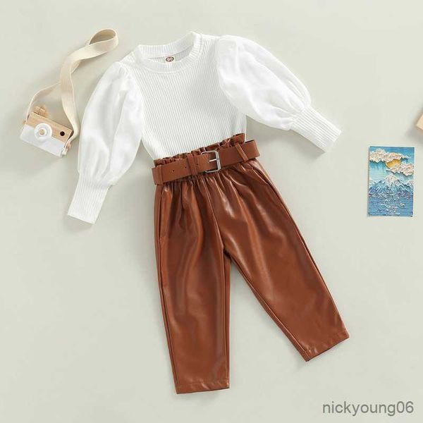 clothing sets children girl fall winter 2022 ribbed puff long sleeve and pu leather pants belt clothes, White
clothing sets children girl fall winter 2022 ribbed puff long sleeve and pu leather pants belt clothes, White