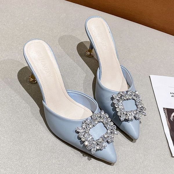 35-43 yards plus size womens shoes french diamond square buckle baotou slippers women wear thin heel lazy high heel sandals, Black
35-43 yards plus size womens shoes french diamond square buckle baotou slippers women wear thin heel lazy high heel sandals, Black