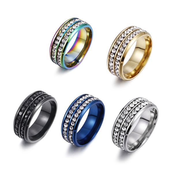 double row diamond ring band rings designer stainless steel ring fashion jewelry accessories, Silver
double row diamond ring band rings designer stainless steel ring fashion jewelry accessories, Silver