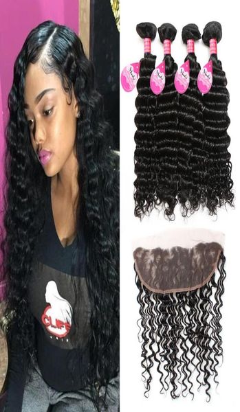8a grade brazilian virgin deep wave 4 bundles with lace frontal ear to ear 13x4 lace frontal with human hair weaves 5pcslot1547169, Black 
8a grade brazilian virgin deep wave 4 bundles with lace frontal ear to ear 13x4 lace frontal with human hair weaves 5pcslot1547169, Black