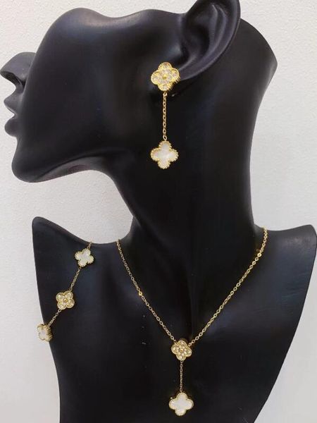 10color 4 four leaf clover luxury designer jewelry sets shell titanium steel women bracelet earrings necklace valentine's day birthday, Black
10color 4 four leaf clover luxury designer jewelry sets shell titanium steel women bracelet earrings necklace valentine's day birthday, Black