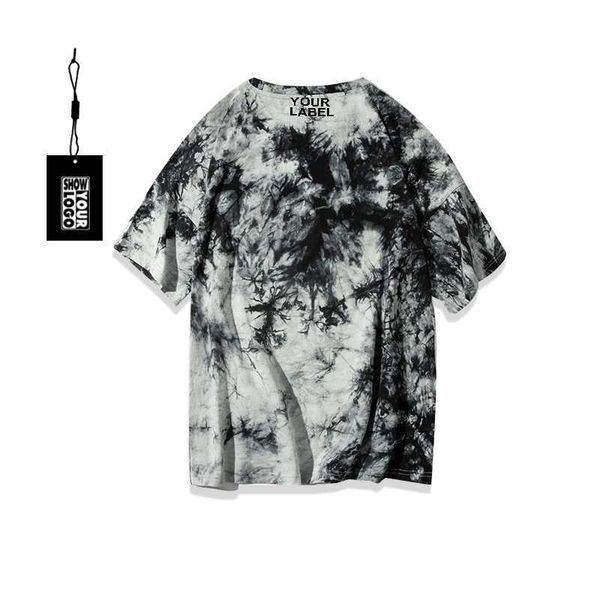 short sleeved cotton tshirt o neck t shirt oversize tie die t shirt for teenagers, White;black
short sleeved cotton tshirt o neck t shirt oversize tie die t shirt for teenagers, White;black