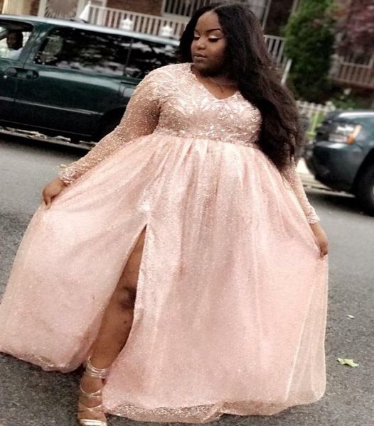 plus size a line long prom dresses 2019 new long sleeve split side floor length v neck formal evening dress party gowns custom mad8743954, Black 
plus size a line long prom dresses 2019 new long sleeve split side floor length v neck formal evening dress party gowns custom mad8743954, Black