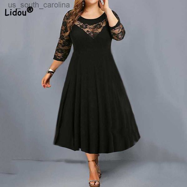 personality street lace splicing 3/4 sleeve autumn new crew neck black plus size pullover big hem long dress for women 6xl l230522, Black;gray
personality street lace splicing 3/4 sleeve autumn new crew neck black plus size pullover big hem long dress for women 6xl l230522, Black;gray