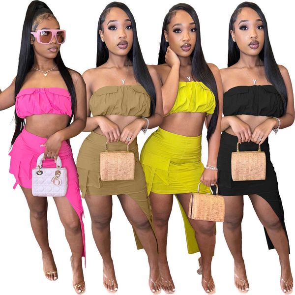 2023 fashion women tracksuit solid color crop wrapped chest personalized work two piece dress set, Gray
2023 fashion women tracksuit solid color crop wrapped chest personalized work two piece dress set, Gray