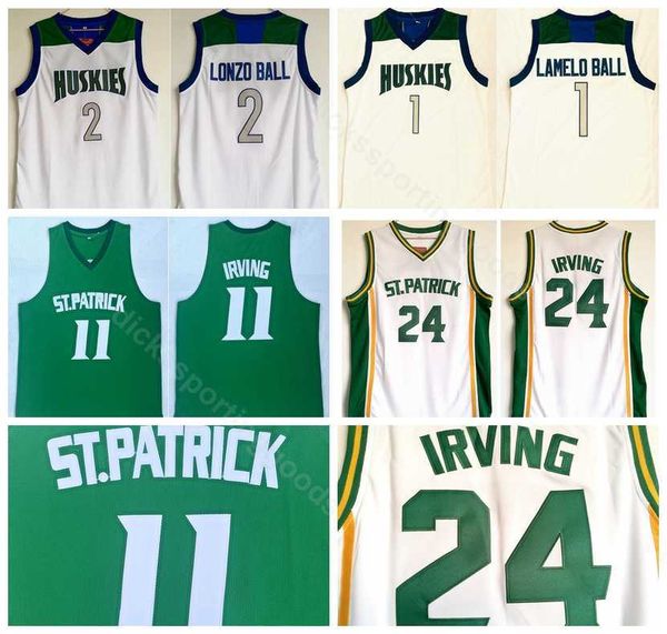 college high school basketball st patrick 24 kyrie irving jersey 11 chino hills huskies 2 lonzo ball 1 lamelo ball white green uniform, Black;red
college high school basketball st patrick 24 kyrie irving jersey 11 chino hills huskies 2 lonzo ball 1 lamelo ball white green uniform, Black;red
