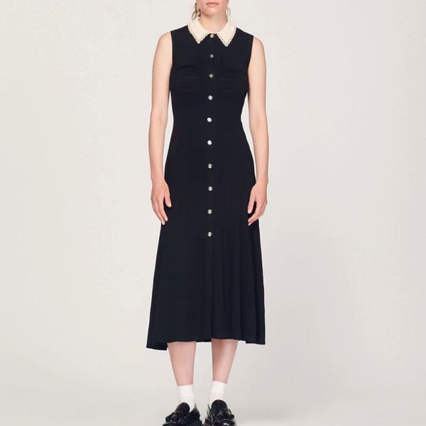 2023 designer skims summer dress french sleeveless lace lapel midlength dress high waist slim single breasted dress, Black;gray
2023 designer skims summer dress french sleeveless lace lapel midlength dress high waist slim single breasted dress, Black;gray