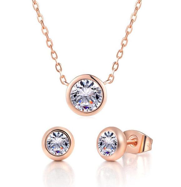 240s rose gold plated bezel setting zircon pendant necklace and stud earring jewelry set for women russian gold 316867, Silver
240s rose gold plated bezel setting zircon pendant necklace and stud earring jewelry set for women russian gold 316867, Silver