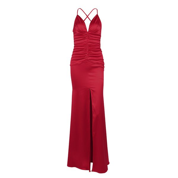 urban dresses satin v-neck split strap fishtail dress long dress european and american dress, White;black
urban dresses satin v-neck split strap fishtail dress long dress european and american dress, White;black