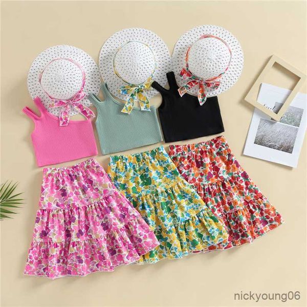 clothing sets girls summer children kid outfit solid color sleeveless one shoulder tank and floral skirt hat, White
clothing sets girls summer children kid outfit solid color sleeveless one shoulder tank and floral skirt hat, White