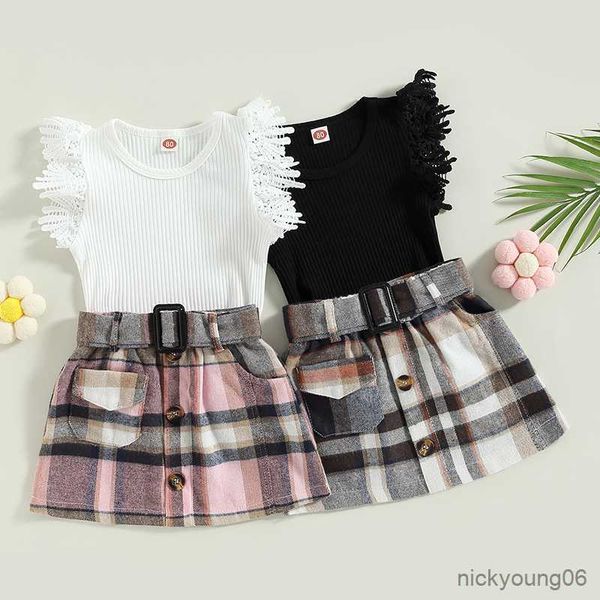 clothing sets fashion summer children girls lace ribbed knitted sleeveless tanks and plaid belt button mini skirts outfits, White
clothing sets fashion summer children girls lace ribbed knitted sleeveless tanks and plaid belt button mini skirts outfits, White