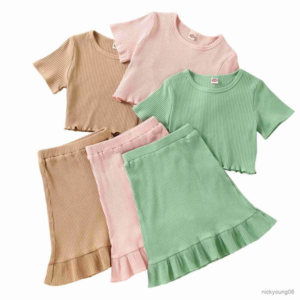 clothing sets 2-7y summer kids baby girls casual girl cotton ribbed outfits solid color short sleeve t-shirt and skirt outfit, White
clothing sets 2-7y summer kids baby girls casual girl cotton ribbed outfits solid color short sleeve t-shirt and skirt outfit, White