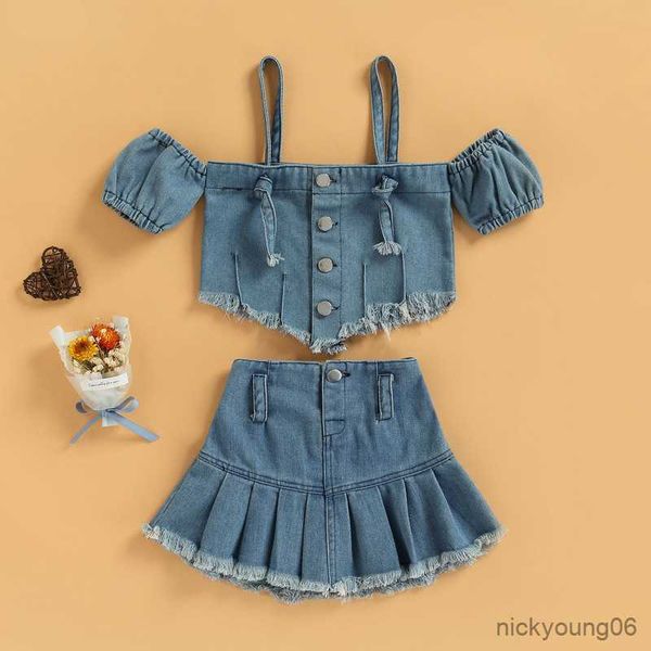 clothing sets children baby girl two-piece skirt summer clothes 2023 short sleeve button down sling denim, White
clothing sets children baby girl two-piece skirt summer clothes 2023 short sleeve button down sling denim, White