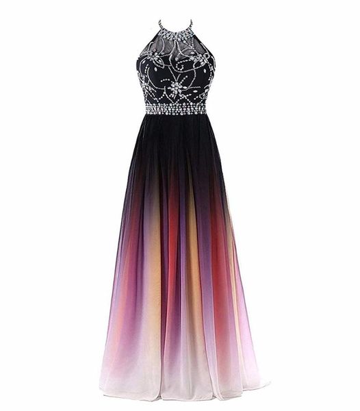 2019 halter neck aline gradient color prom dresses beaded sheer neck lace up pluning back design women evening dress waist b9179658, Black
2019 halter neck aline gradient color prom dresses beaded sheer neck lace up pluning back design women evening dress waist b9179658, Black