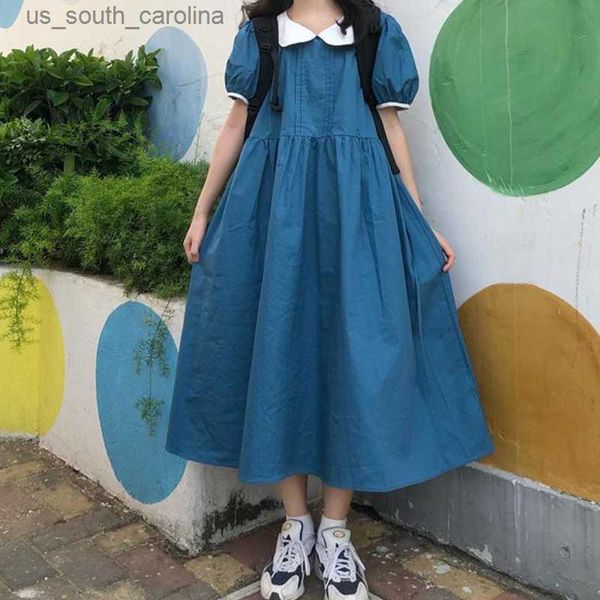 2023 new young style patchwork solid color peter pan collar short sleeve casual dresses femme korean pleated pullover dresses l230522, Black;gray
2023 new young style patchwork solid color peter pan collar short sleeve casual dresses femme korean pleated pullover dresses l230522, Black;gray