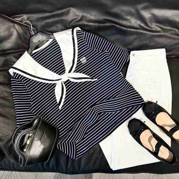 women's t-shirt designer 2023 summer new product letter embroidery blue and white stripes navy collar waffle short sleeve t-shirt women
women's t-shirt designer 2023 summer new product letter embroidery blue and white stripes navy collar waffle short sleeve t-shirt women