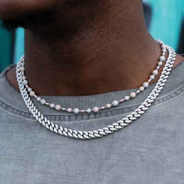 hip hop men's necklace rapper trendy 8mm vvs moissanite round ball chain iced out 3d bead cuban link chain necklace jewelry, Silver
hip hop men's necklace rapper trendy 8mm vvs moissanite round ball chain iced out 3d bead cuban link chain necklace jewelry, Silver
