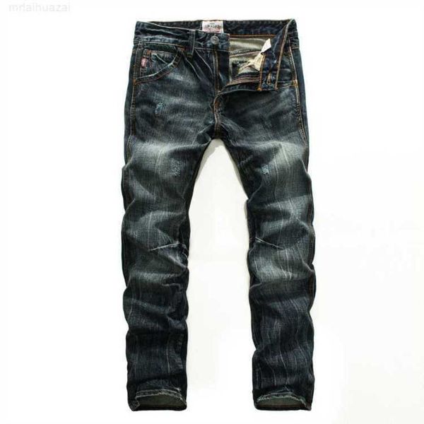 men's designer harajuku fashion brand style straight tube washed old jeans men's pants, Blue
men's designer harajuku fashion brand style straight tube washed old jeans men's pants, Blue